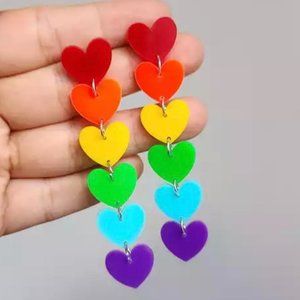 Korean Style Earrings "Rainbow hearts"️❤️🧡💛💚💙💜
